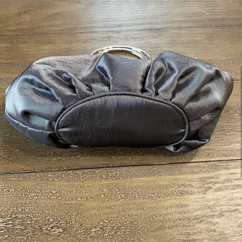 Sasha Gray Satin Evening Bag with Rhinestone Ring Handles | Retro Y2K - Picture 4 of 10
